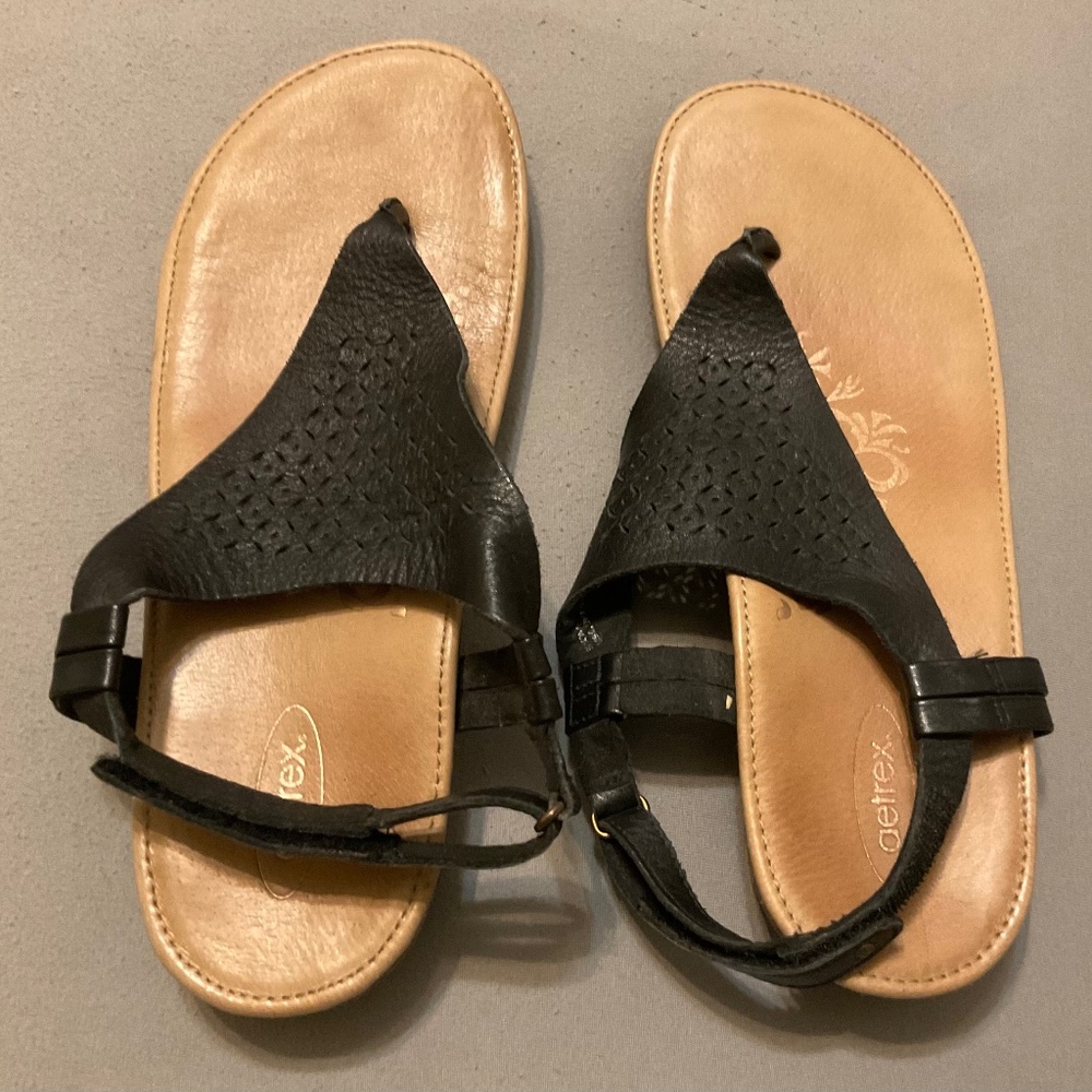 Aetrex Women’s Sz 9 Black Leather Sandals